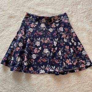 Navy skirt with pink flowers